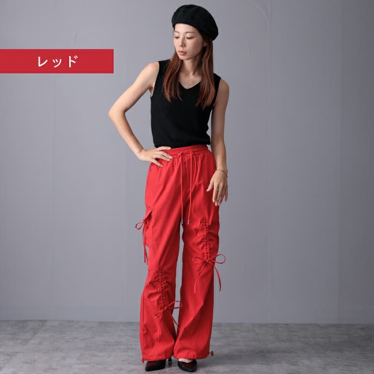リボン付き パラシュート カーゴパンツ | Fetchcollectionボトムス専門店 | 詳細画像4