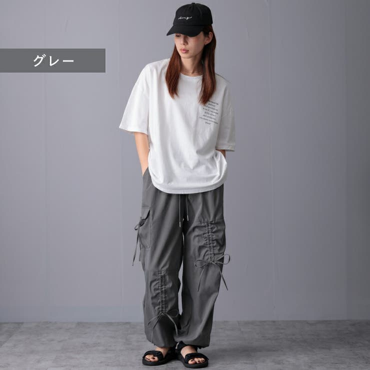リボン付き パラシュート カーゴパンツ | Fetchcollectionボトムス専門店 | 詳細画像6