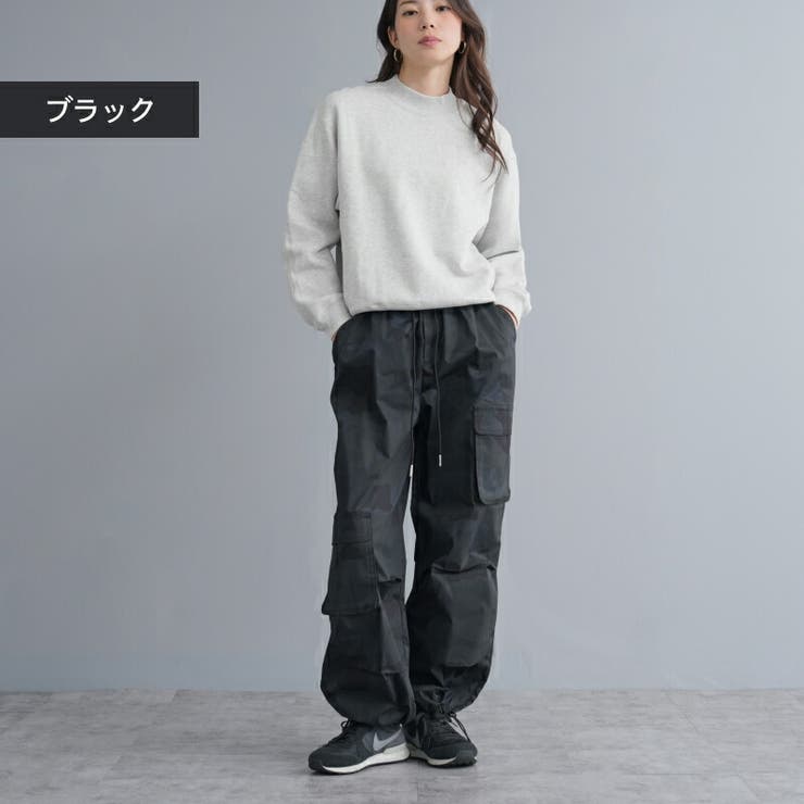 迷彩柄アシメポケット カーゴパラシュートパンツ カーゴパンツ