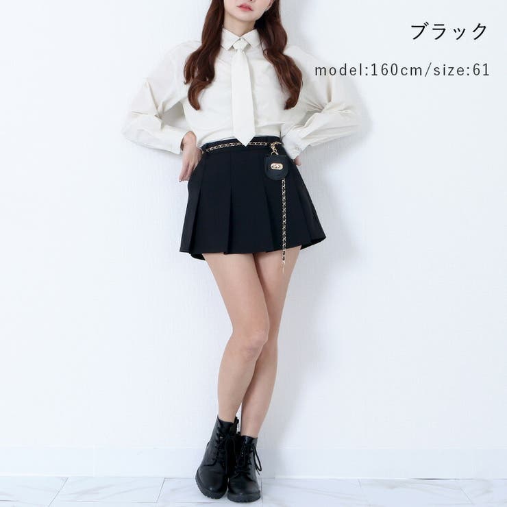 【新品未使用】archivio プリーツスカート ポーチ付き ベルト付きチェック柄ミニプリーツスカート | ファッション通販