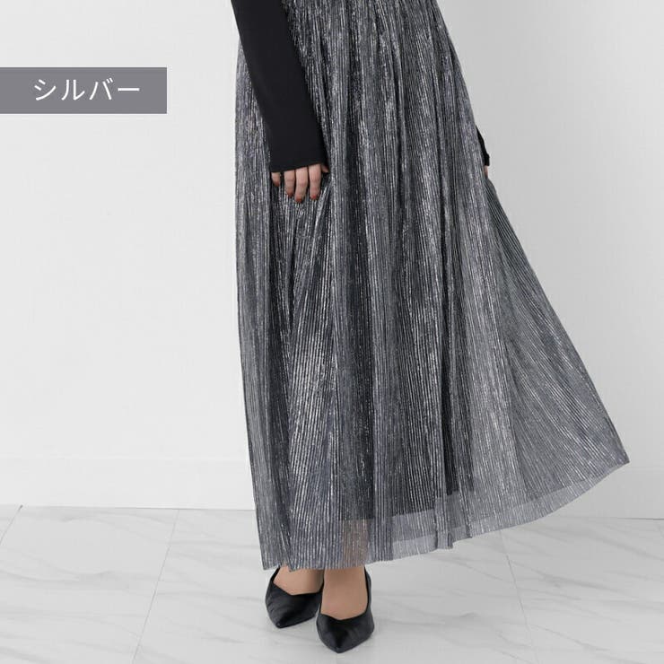 ラメ入 光沢 プリーツ[品番：TWPW0001563]｜Fetchcollectionボトムス