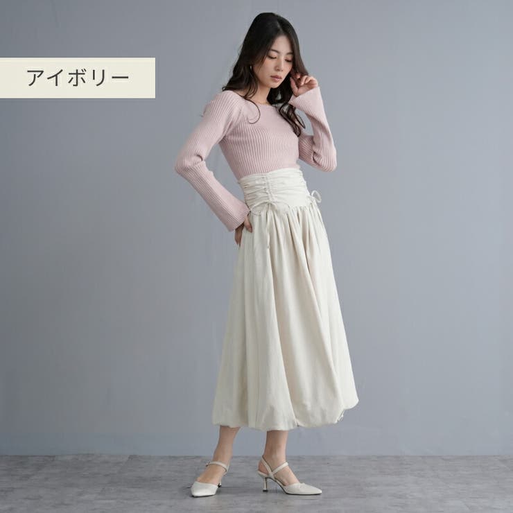ルーシュリボン バルーンスカート ピーチスキン | Fetchcollectionボトムス専門店 | 詳細画像6 
