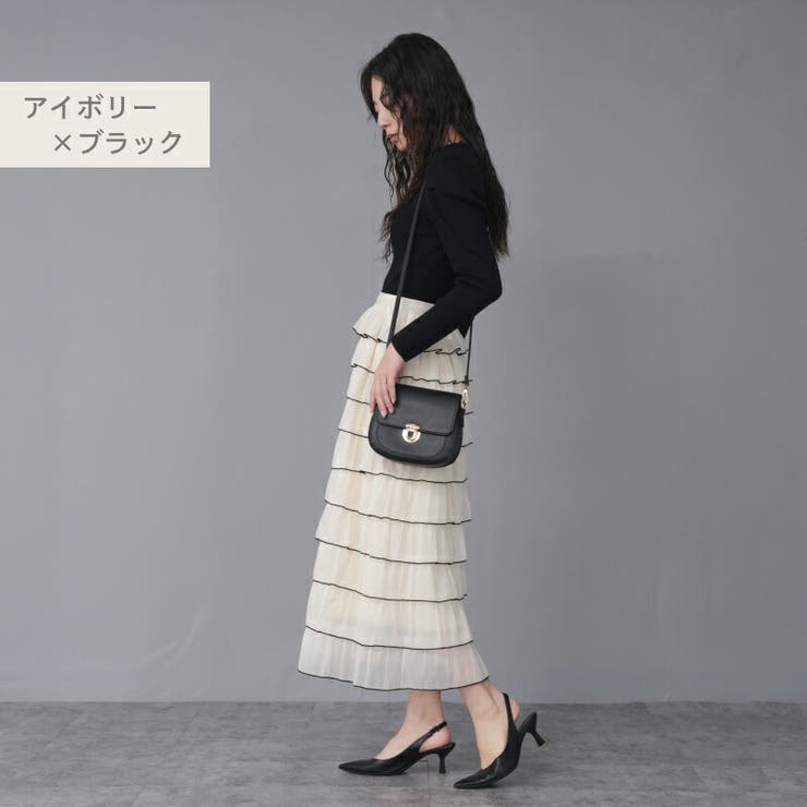 配色メローフリル 10段フリルスカート ロングスカート | Fetchcollectionボトムス専門店 | 詳細画像3 
