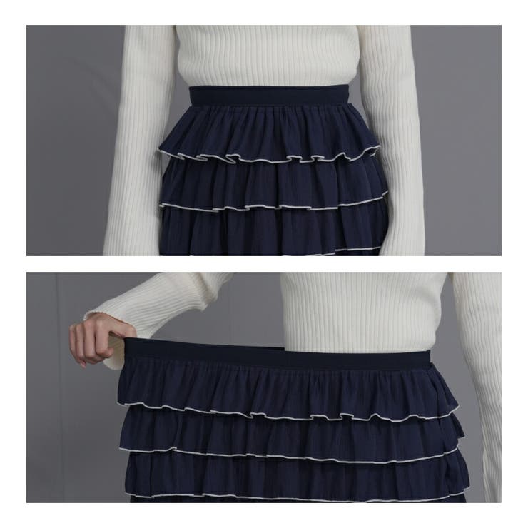 配色メローフリル 10段フリルスカート ロングスカート | Fetchcollectionボトムス専門店 | 詳細画像9 
