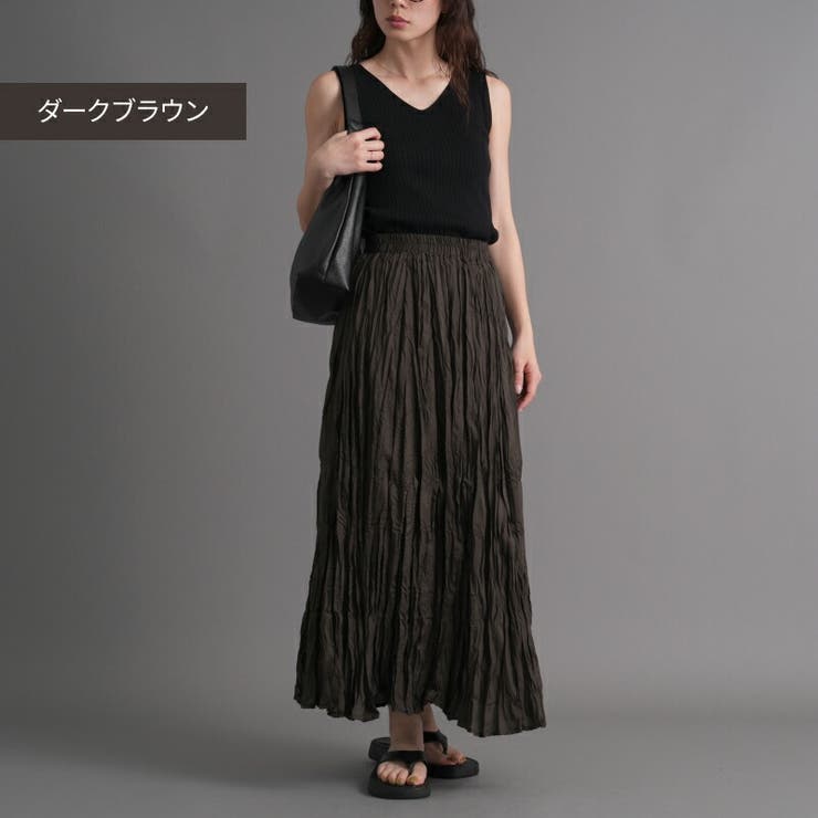 新品✨PLAGE Butcher ワッシャープリーツ ロングスカート ブラウン 新品✨PLAGE Butcher ワッシャープリーツ ロングスカート