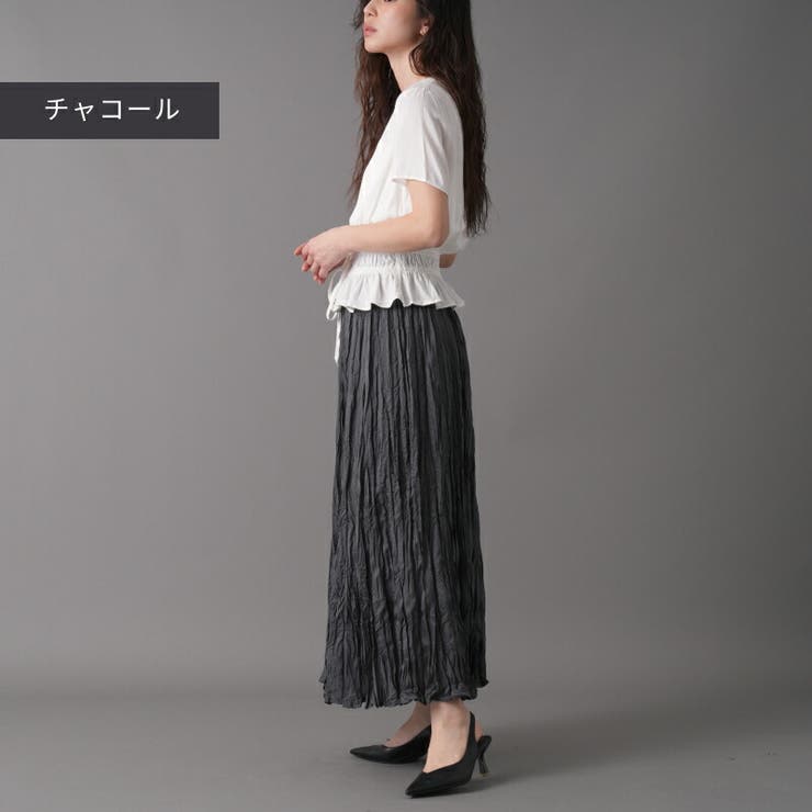クリンクルワッシャースカート ロングスカート スカート[品番