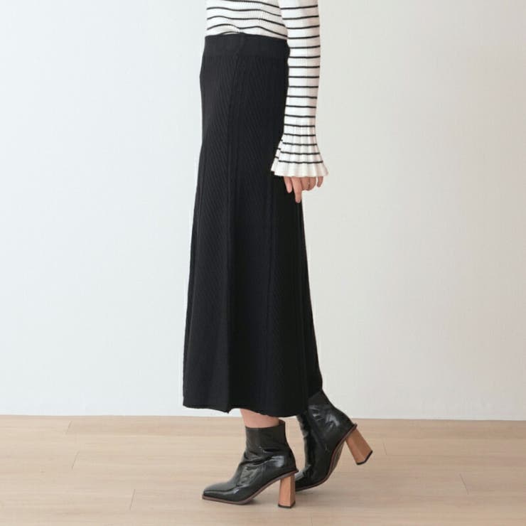 バイアス縦柄フレアースカート  ニットケーブル バイヤス | Fetchcollectionボトムス専門店 | 詳細画像9 