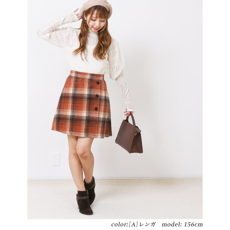 [A]レンガ | チェック 大人 可愛い | Fetchcollectionボトムス専門店
