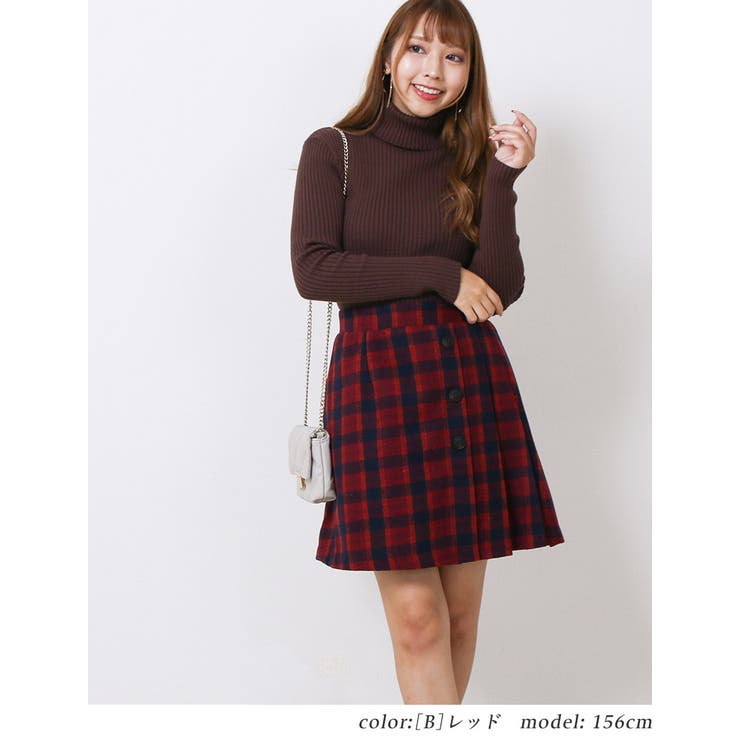 [B]レッド | チェック 大人 可愛い | Fetchcollectionボトムス専門店