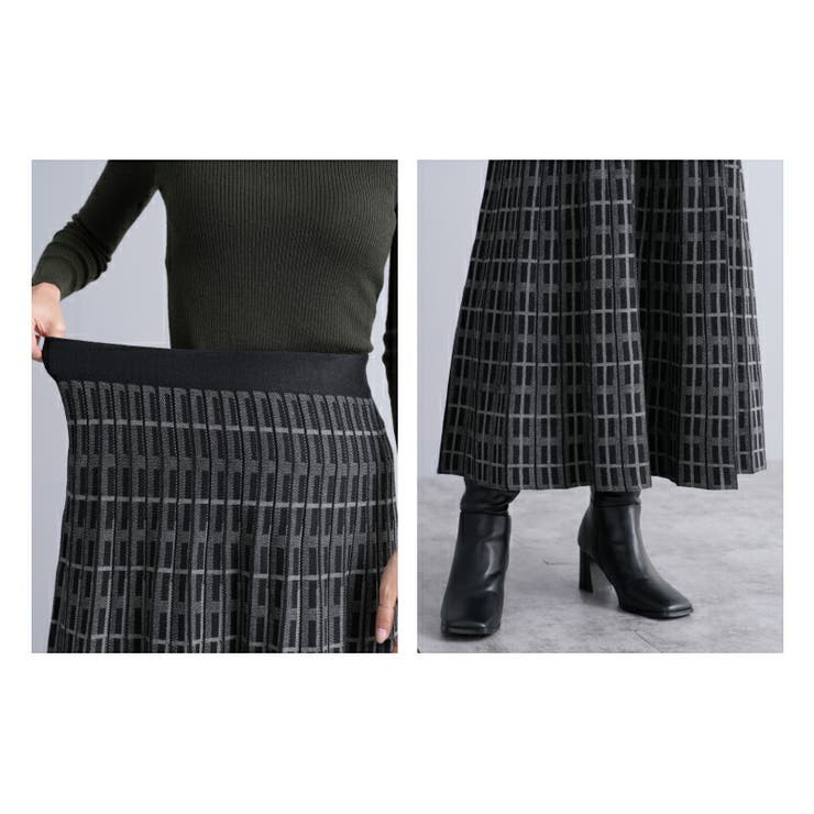 PG ニットチェックスカート チェックニットスカート - ROY reflect overjoy