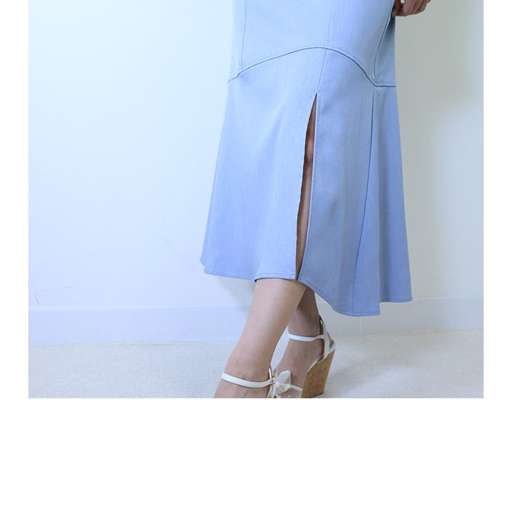 合繊綿混ツイル 共ベルト付きペプラム前スリット アシンメトリーマーメイドスカート | Fetchcollectionボトムス専門店 | 詳細画像19 