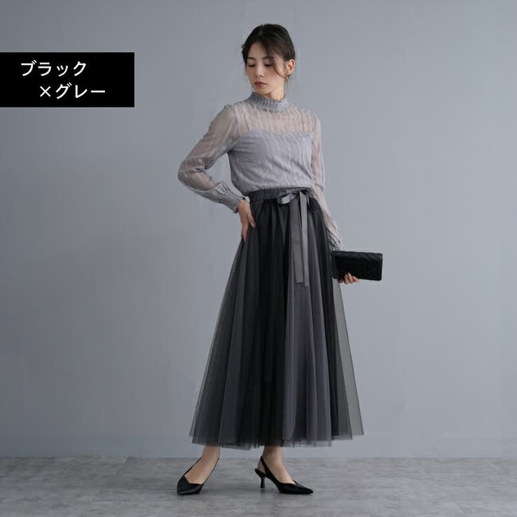 HERMES ロングスカート プリーツ ウール グレー バックル 大きい