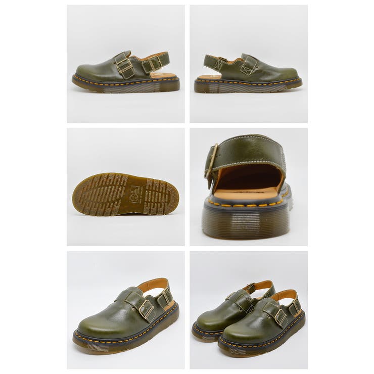 ドクターマーチン◇Brookline スエード ミュールサンダル◆緑茶 Dr.Martens サボ スリッポン バックル ミュール サンダル