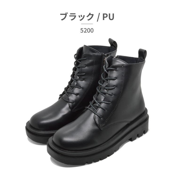 ブーツ レディース 5200 サイドファスナー レースアップブーツ 厚底 | つるや | 詳細画像2 
