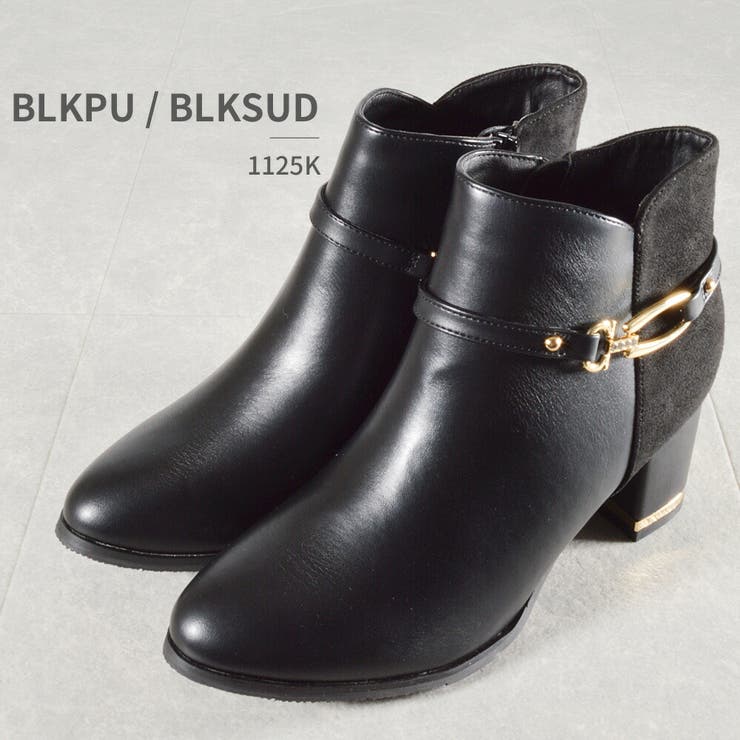 BLKPU/BLKSUD | レアルタ Realta 2WAY飾りバックル付きヒールショート ブーツ | つるや