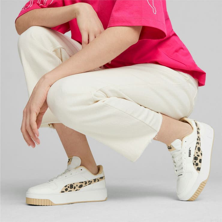 プーマ PUMA スニーカー キャリーナ ストリート アニマル 厚底 シューズ 運動靴 カジュアル ヒョウ柄 レオパード ホワイト/グラノーラ/ブ