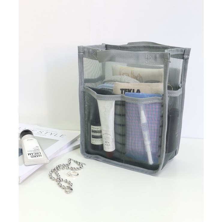 グレー | メッシュバッグインバッグ縦型中 | TRYSIL