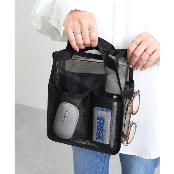 ブラック | メッシュバッグインバッグ縦型中 | TRYSIL