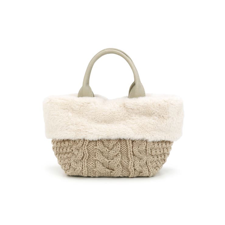 アイボリー | ニットフェイクファートートバッグ | TRYSIL