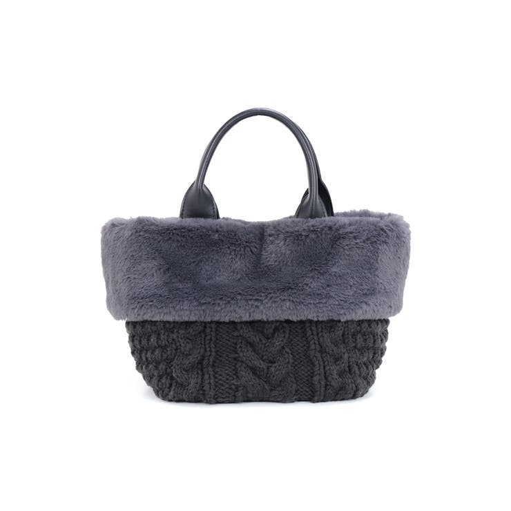 ブラック | ニットフェイクファートートバッグ | TRYSIL