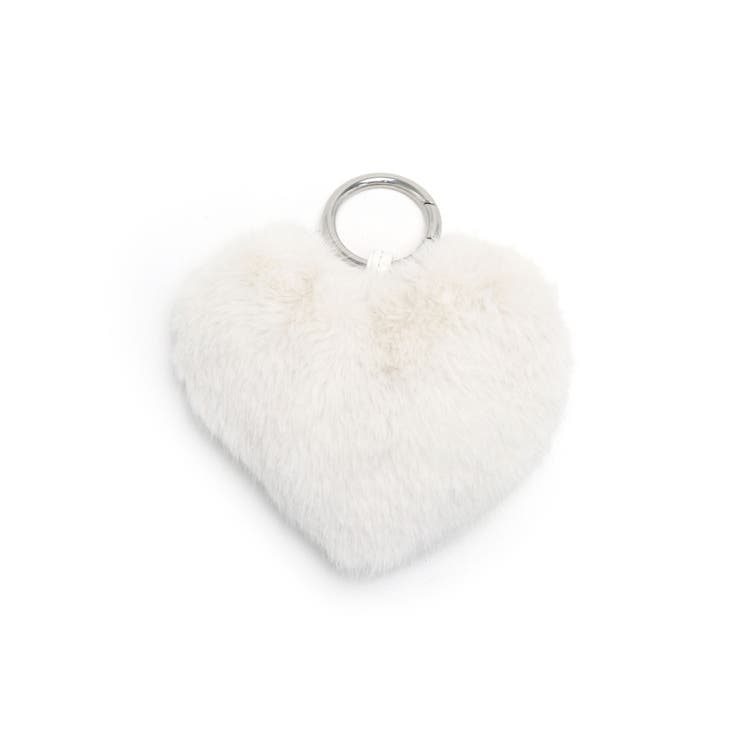 ホワイト | フェイクファーハートポーチチャーム | TRYSIL