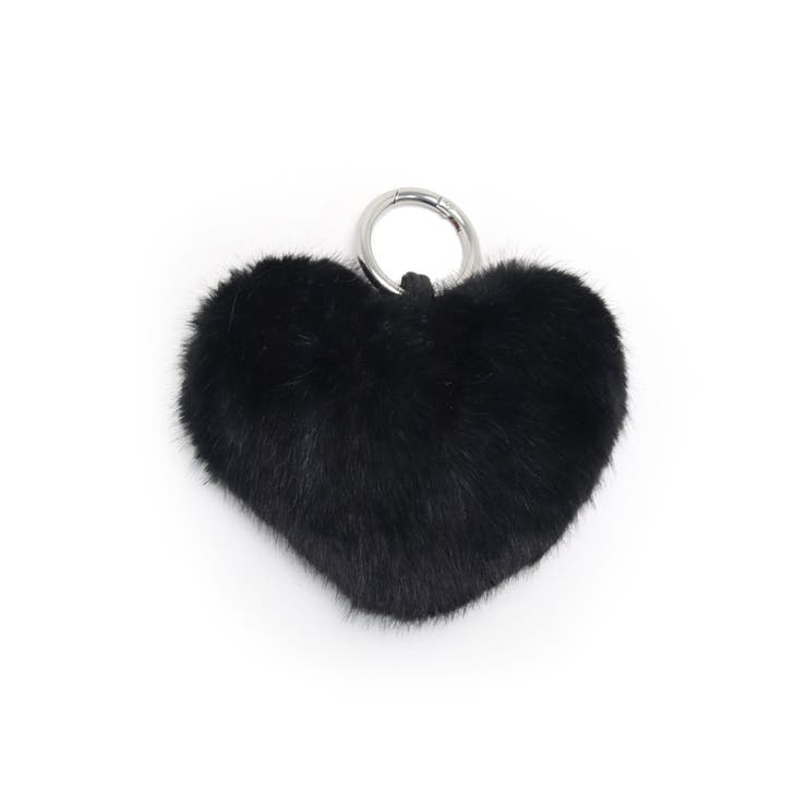 ブラック | フェイクファーハートポーチチャーム | TRYSIL