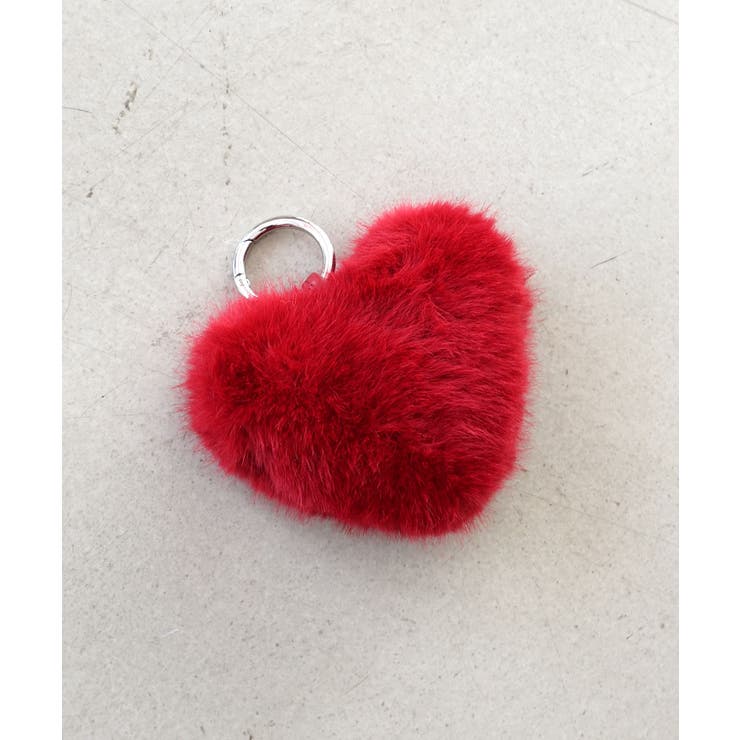 レッド | フェイクファーハートポーチチャーム | TRYSIL