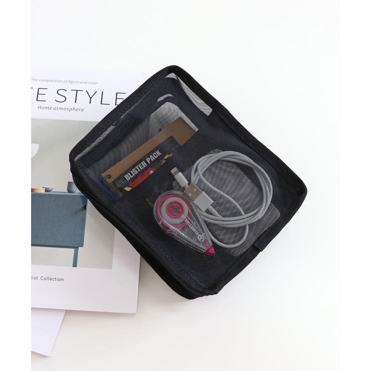 ブラック | メッシュスクエアポーチ縦型 | TRYSIL