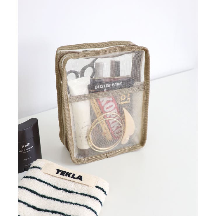 グレージュ | メッシュスクエアポーチ縦型 | TRYSIL