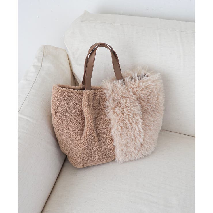 アイボリー | 【デイリー/ロングセラー/軽量】ファー切り替えトートバッグ | TRYSIL
