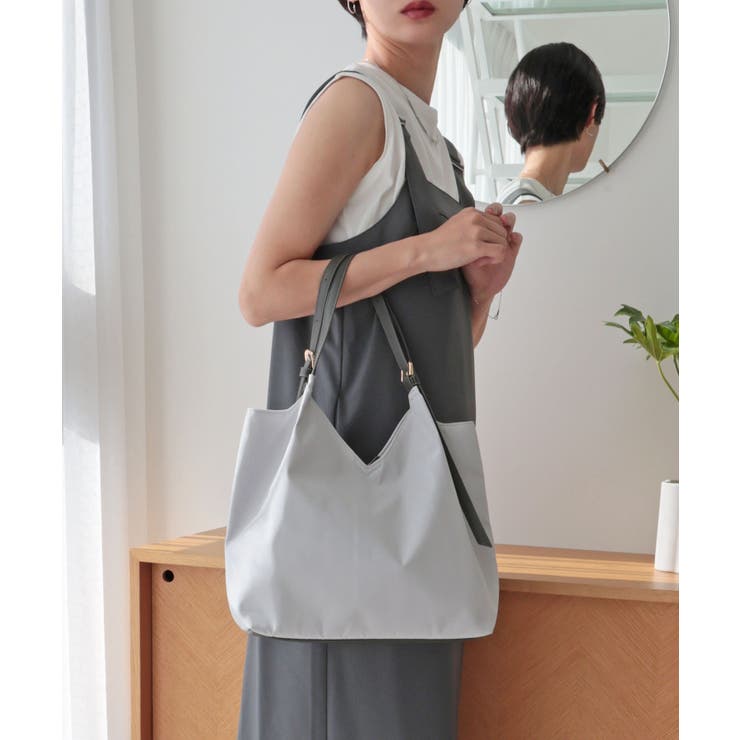 グレー | 【デイリー/軽量/シーズンレス】ベルトハンドルＶカットトートバッグ | TRYSIL