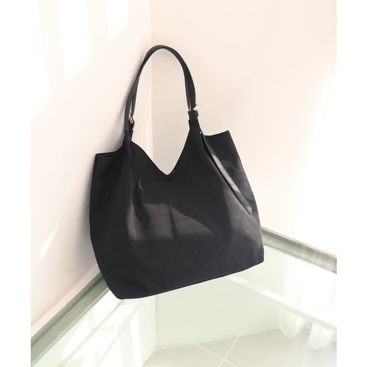 ブラック | 【デイリー/軽量/シーズンレス】ベルトハンドルＶカットトートバッグ | TRYSIL