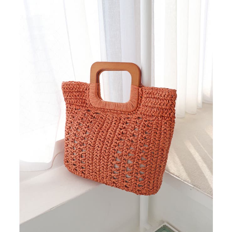 オレンジ | 【ミディアムサイズ/デイリー/軽量】ウッドハンドルトートバッグ | TRYSIL