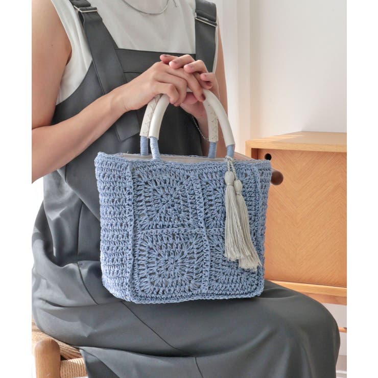 サックス | 【ミディアムサイズ/デイリー/軽量】スクエアトートバッグ | TRYSIL