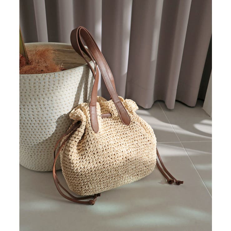 ナチュラル | 【ミディアムサイズ/デイリー/軽量】ペーパー巾着トートバッグ | TRYSIL