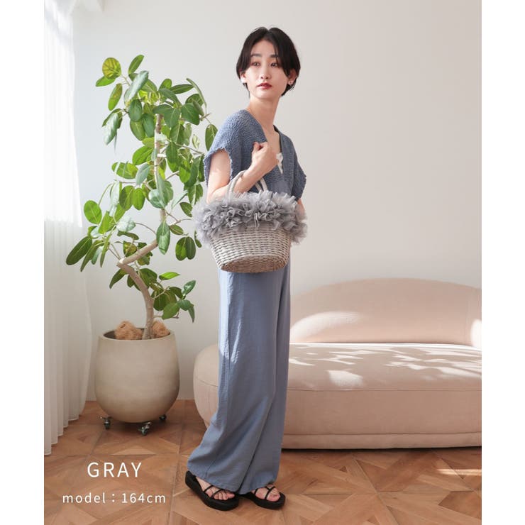 【カゴバッグ/リゾート/プレゼント】チュールフリルカゴバッグ | TRYSIL | 詳細画像4 