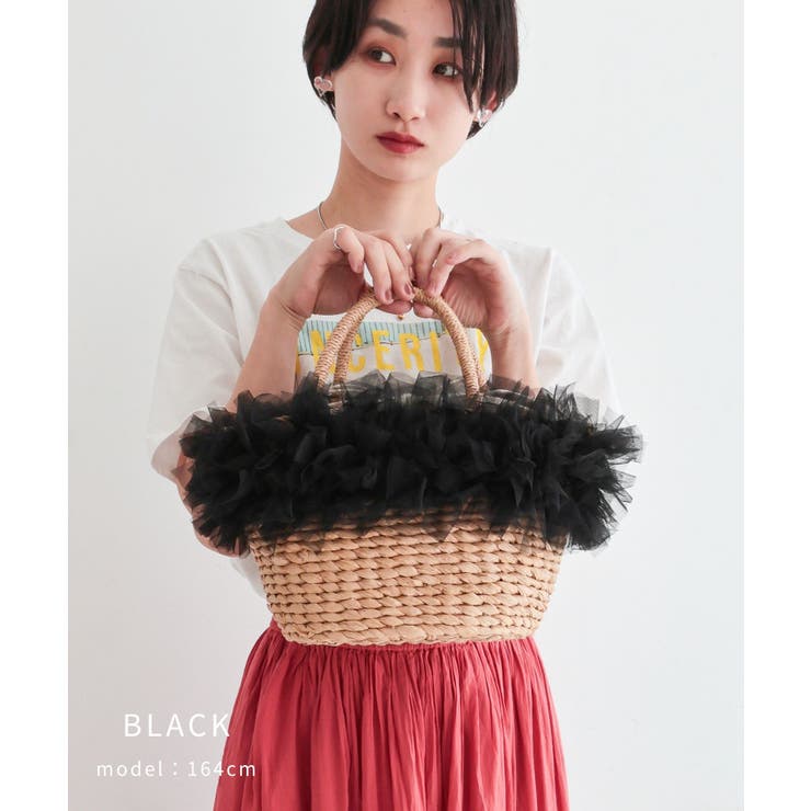 【カゴバッグ/リゾート/プレゼント】チュールフリルカゴバッグ | TRYSIL | 詳細画像5 