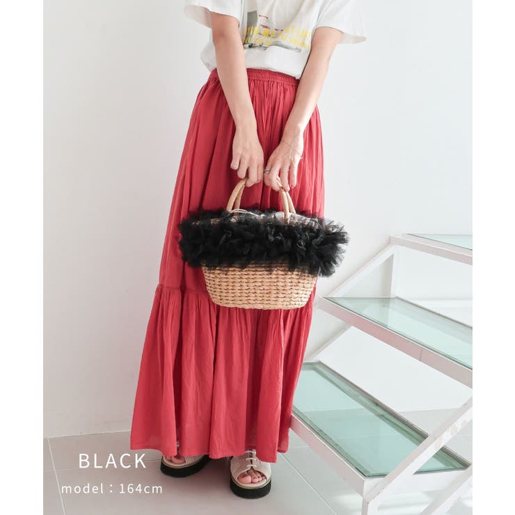 【カゴバッグ/リゾート/プレゼント】チュールフリルカゴバッグ | TRYSIL | 詳細画像6 