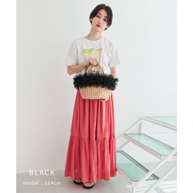 【カゴバッグ/リゾート/プレゼント】チュールフリルカゴバッグ | TRYSIL | 詳細画像7 