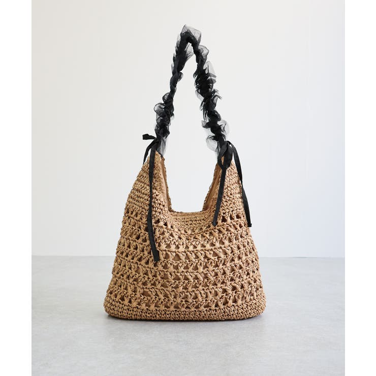 【カゴバッグ/リゾート/軽量】ペーパー×チュールフリルワンショルダーバッグ | TRYSIL | 詳細画像9 