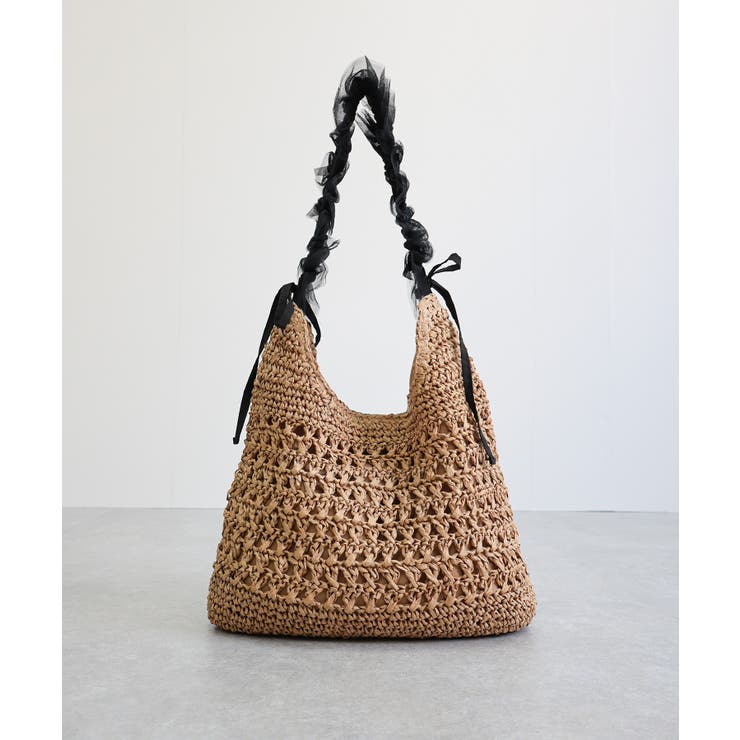 【カゴバッグ/リゾート/軽量】ペーパー×チュールフリルワンショルダーバッグ | TRYSIL | 詳細画像13 