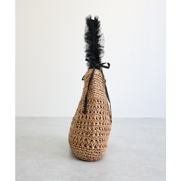 【カゴバッグ/リゾート/軽量】ペーパー×チュールフリルワンショルダーバッグ | TRYSIL | 詳細画像14 