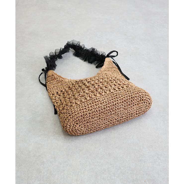 【カゴバッグ/リゾート/軽量】ペーパー×チュールフリルワンショルダーバッグ | TRYSIL | 詳細画像15 