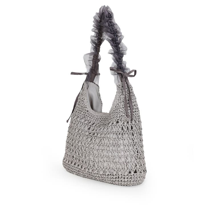 【カゴバッグ/リゾート/軽量】ペーパー×チュールフリルワンショルダーバッグ | TRYSIL | 詳細画像16 