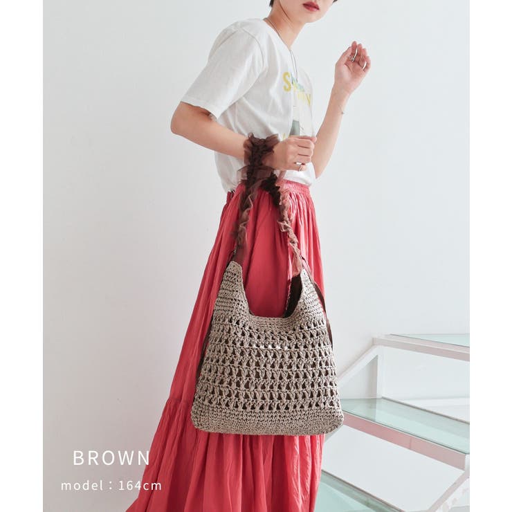 【カゴバッグ/リゾート/軽量】ペーパー×チュールフリルワンショルダーバッグ | TRYSIL | 詳細画像8 