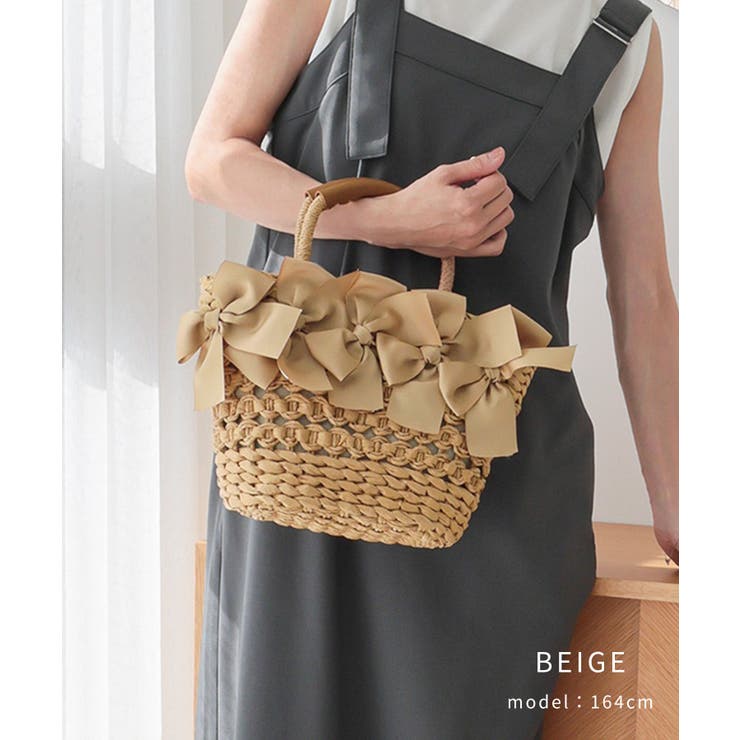 【カゴバッグ/リゾート/プレゼント】リボン装飾かごバッグ | TRYSIL | 詳細画像2 