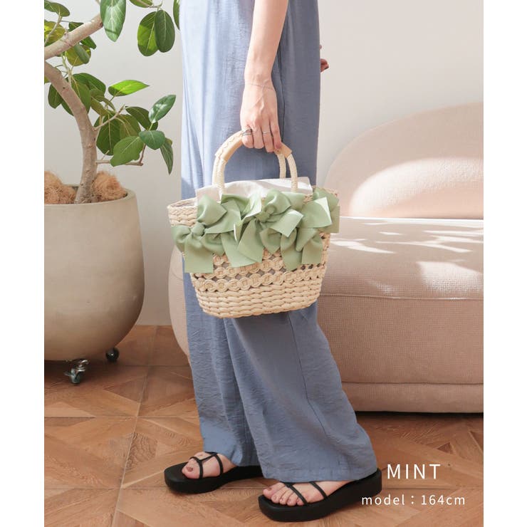 【カゴバッグ/リゾート/プレゼント】リボン装飾かごバッグ | TRYSIL | 詳細画像6 