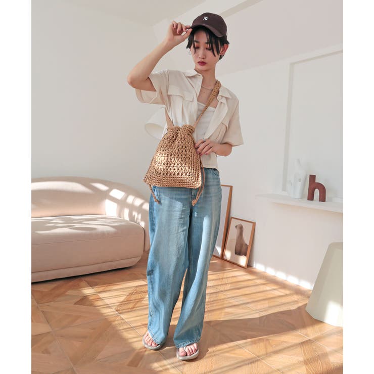 【カゴバッグ/リゾート/軽量】巾着ワンショルダーバッグ | TRYSIL | 詳細画像4 