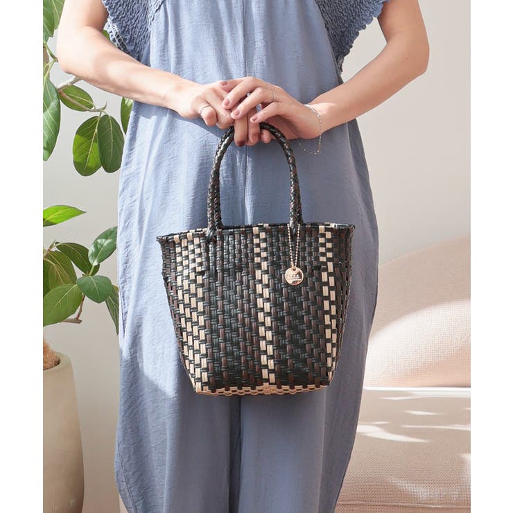 ブラック | 【カゴバッグ/自立する/軽量】メルカドミニトートバッグ | TRYSIL