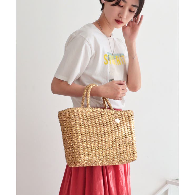 【カゴバッグ/リゾート/軽量】メタリックミックスペーパートートバッグ | TRYSIL | 詳細画像10 